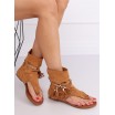 Originální hnědé dámské sandály s třásněmi v boho stylu
