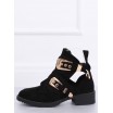 Moderní dámské černé kotníkové boty s top řemínky