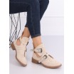 Béžové dámské kotníkové boty s designovými přezkami