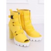 Extravagantní žluté kotníkové boty na vysokém podpatku
