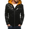 Moderní pánská kožená bunda s odnímatelnou kapucí
