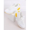 Trendy dámské bílé tenisky s kontrastní žlutou barvou