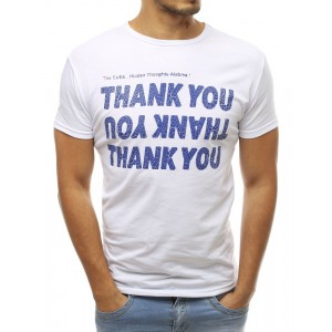 Bílé tričko s krátkým rukávem a modrým nápisem