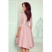 Krásné dámské společenské růžové šaty s dlouhým rukávem