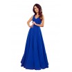 Luxusní dámské dlouhé společenské modré šaty
