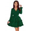 Slavnostní dámské zelené mini šaty se sukní s volány