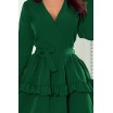 Slavnostní dámské zelené mini šaty se sukní s volány