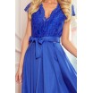 Krásné dámské modré společenské šaty s krajkou
