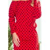 Módní dámské červené puntíkované šaty sportovního střihu