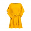 Stylové dámské žluté šaty s páskem zvýrazňujícím postavu
