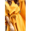 Stylové dámské žluté šaty s páskem zvýrazňujícím postavu