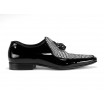 Lesklé pánské kožené boty v černé barvě COMODO E SANO