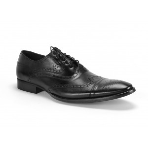 Vybíjeny pánské kožené boty v černé barvě COMODO E SANO