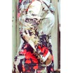 Stylové dámské šaty s abstraktním vzorem a trendy límcem