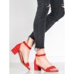 Moderní dámské sandály v červené barvě na nízkém podpatku