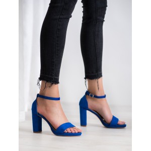 Vysoké dámské sandály v modré barvě