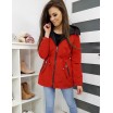 Červená jarní bunda s odnímatelnou kapucí pro dámy