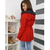 Červená jarní bunda s odnímatelnou kapucí pro dámy