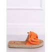 Oranžové dámské pantofle s mašličkou