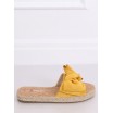 Kvalitní dámské pantofle ve žluté barvě s pleteným copem kolem podrážky