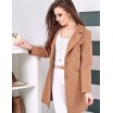 Trendový dámský jarní kabát světle hnědé barvy