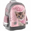 Růžovo šedá školní taška s kotětem
