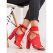 Stylové dámské sandály na podpatku v červené barvě