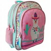 Veselá školní taška v růžové barvě s lamou