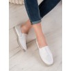 Krásné dámské stříbrné slip on espadrilky s pletencem