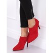 Červené dámské kotníkové boty na vysokém podpatku