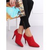 Červené dámské kotníkové boty na vysokém podpatku