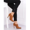 Elegantní dámské hnědé kotníkové boty na podpatku