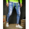 Stylové pánské roztrhané džíny modré barvy
