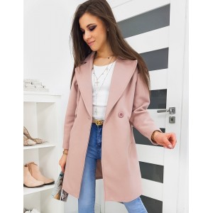Elegantní kabát se zapínáním na knoflíky růžové barvy