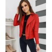 Červená dámská kožená bunda na jaro