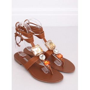 Vázané dámské sandály v hnědé barvě