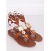 Vázané dámské sandály v hnědé barvě