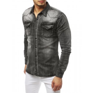 Moderní pánská riflová košile šedé barvy