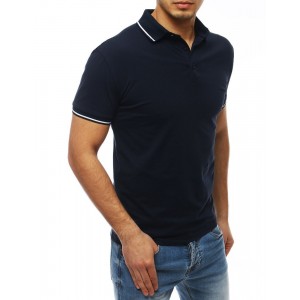 Modré pánské tričko s límečkem a krátkým rukávem