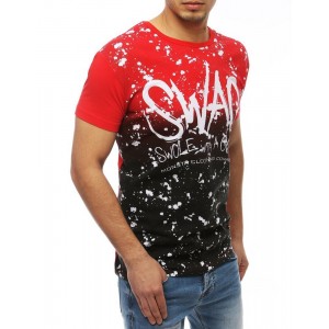 Levné pánské tričko v červené barvě s nápisem SWAG