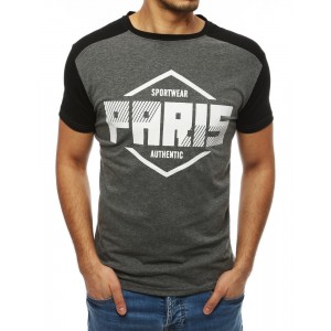 Šedé pánské tričko s nápisem PARIS