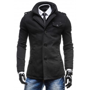 Zimní pánský černý kabát