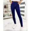 Modré pohodlné dámské kalhoty z elastického materiálu