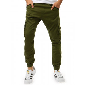 Moderní pánské zelené jogger kalhoty s kapsami