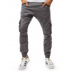 Stylové pánské jogger šedé kalhoty s kapsami na zip