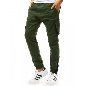 Moderní pánské zelené jogger kalhoty s bočními kapsami