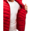 Moderní červená pánská prošívaná bunda s kapucí