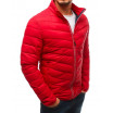 Červená pánská přechodná bunda na zip bez kapuce