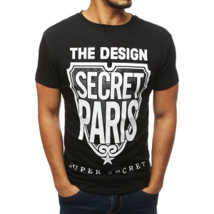 Černé pánské tričko s bílým potiskem SECRET PARIS