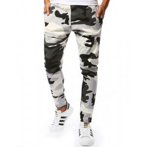 Stylové bílo černé jogger kalhoty s army vzorem